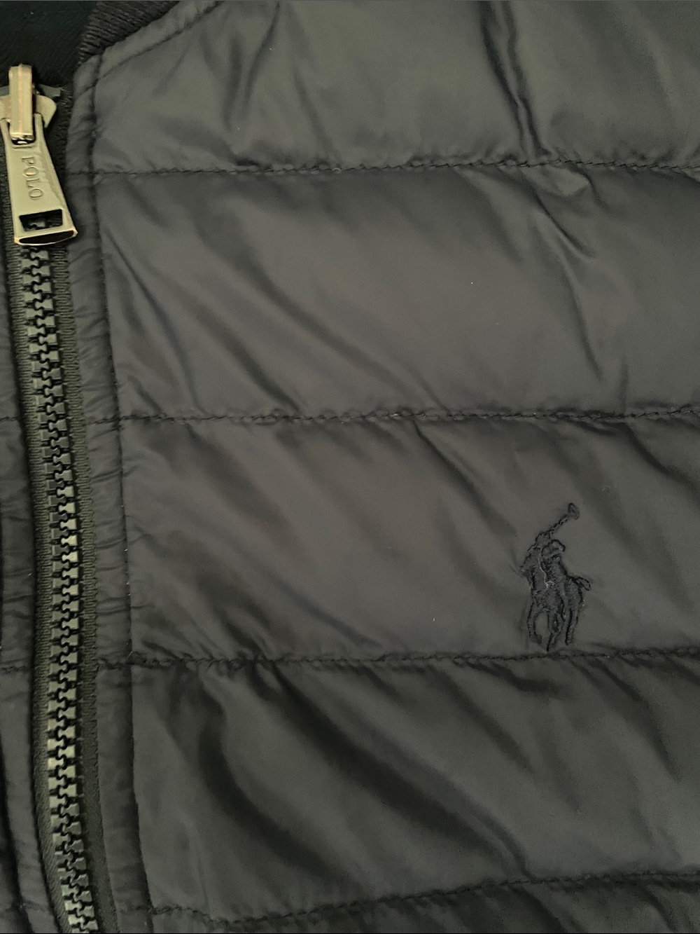 Polo by Ralph Lauren Vintage Navy Quilted Down Puffer Bomber Jacket* Unisex XS - Picture 10 of 16